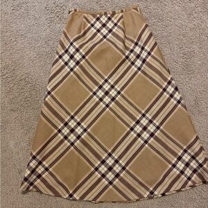 Talbots Beige Plaid A-Line Skirt